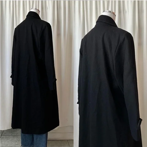 Vintage Stephanie Mathews black wool overcoat size 10 Petite. - Picture 6 of 8